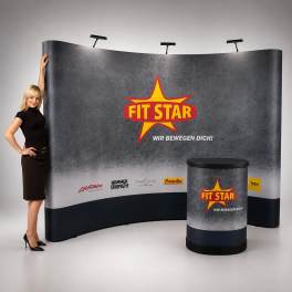 Messewand Faltdisplay gebogen Professional 4x3 R inkl. Druck