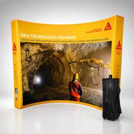 Faltdisplay Economy Textile 4x3 R inkl. Druck für Front und Seitenkappen, inkl. Transporttrolley