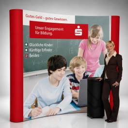 Faltdisplay Messewand Elegant Textil 3x3 R inkl. Druck