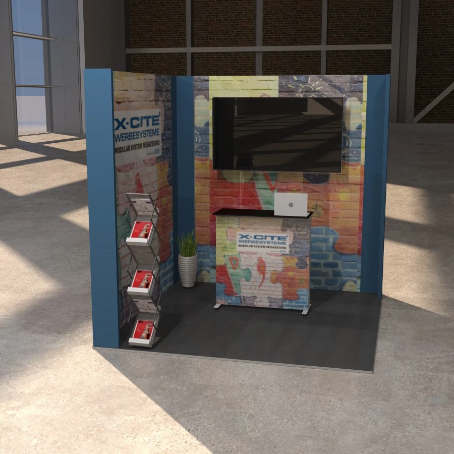 Nachhaltiger Messestand VOMO Small 2x2 Eckstand | 200 x 250cm | X-CITE® Werbesysteme